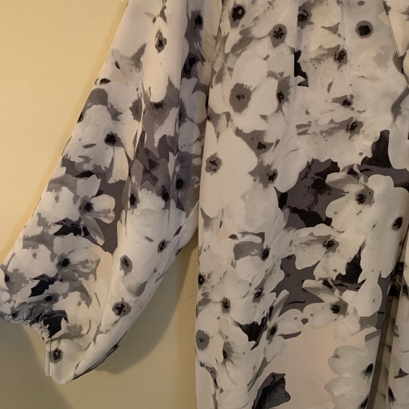 Dalia Black Floral Print Chiffon Blouse - Picture 2 of 4